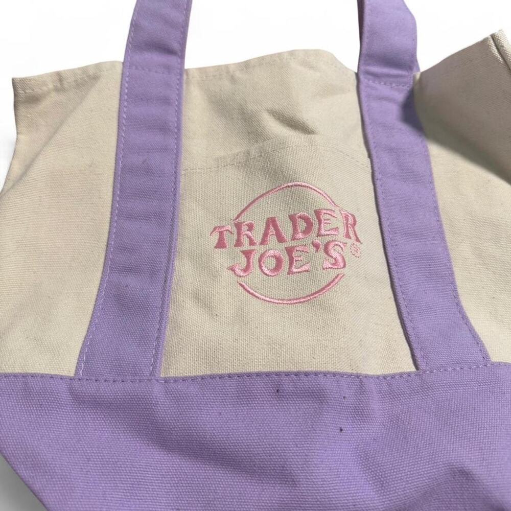 Trader Joe's Mini Canvas Tote Bag - Pastel Purple